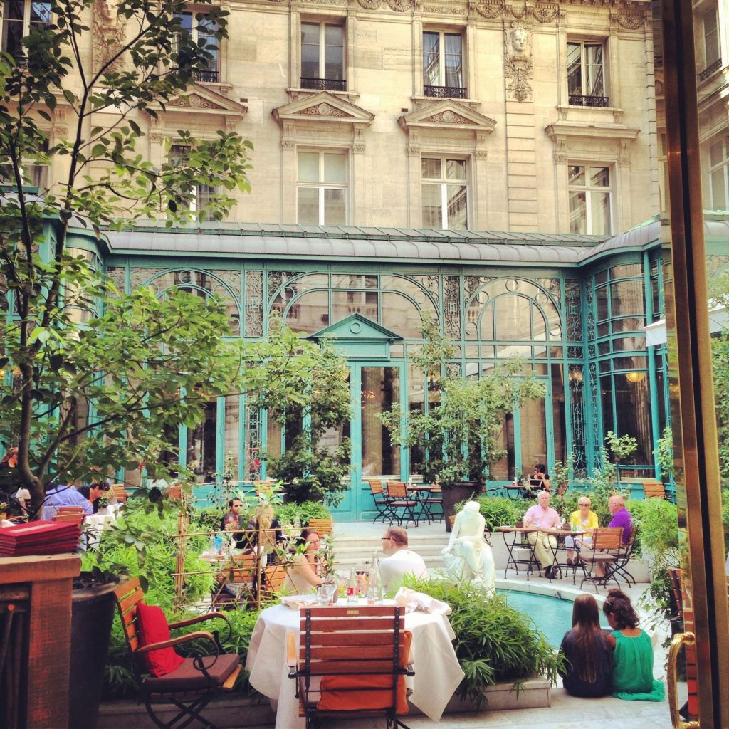 Wedding Planning meeting with my Parisian assistants in the courtyard of my hotel (Westin)